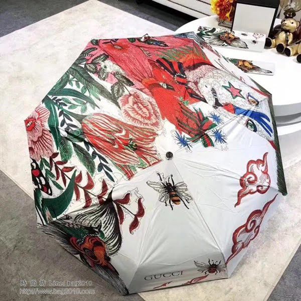 GUCCI古馳傘 2018年度 最新火爆單品 G家自動傘 古奇小蜜蜂圖案 防曬晴雨傘  zm1017